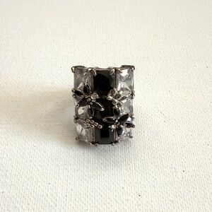 Statement Cocktail Ring with Black and Clear Stones